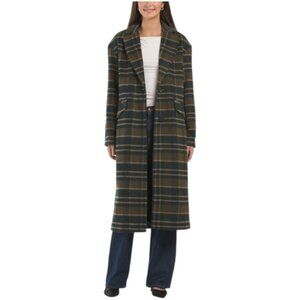 HUNTER Wool Blend Bold Plaid Long Line Coat